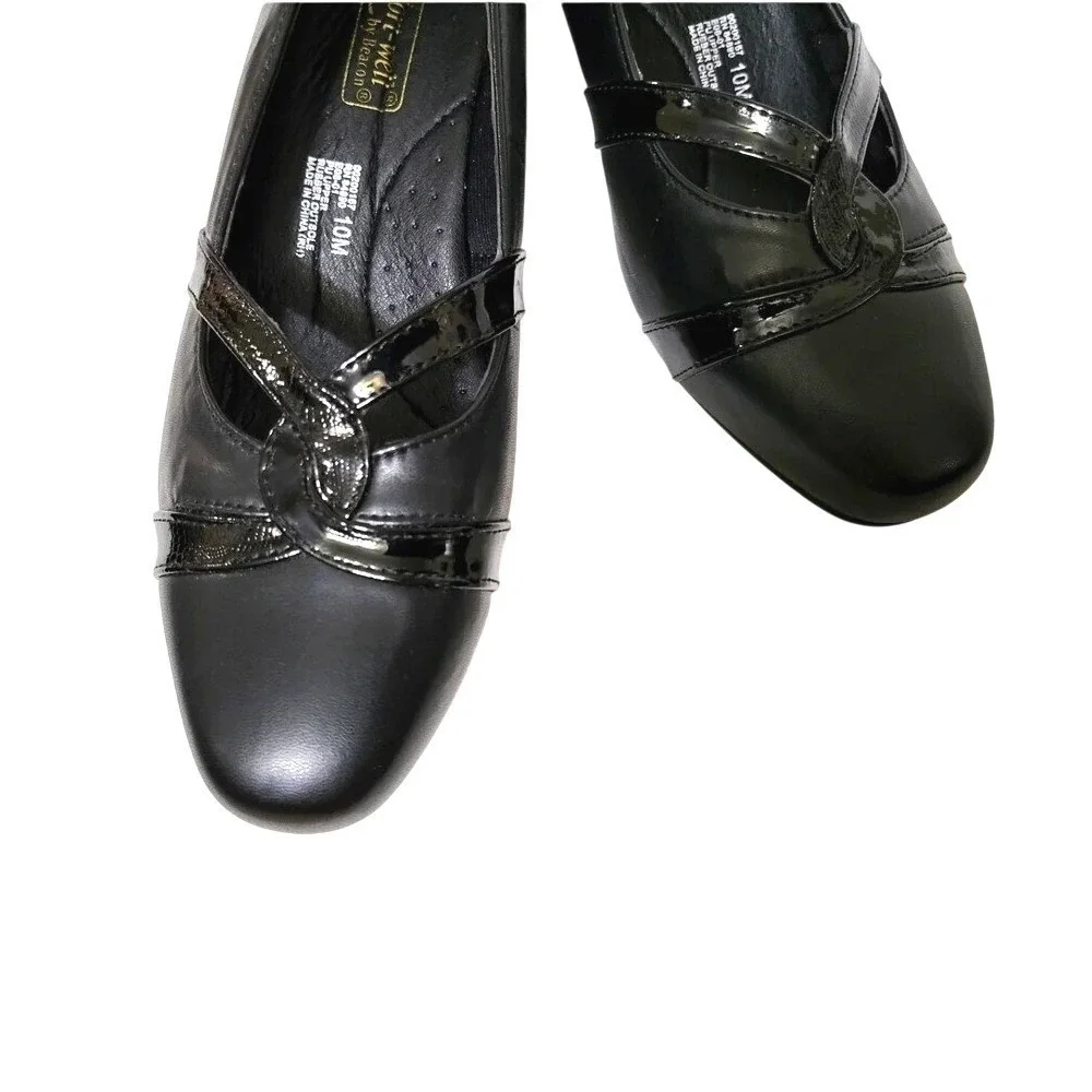 Beacon Comfort-Well Womens Black Elsa Low Block Heel Retro Career Shoes 10M NWOB